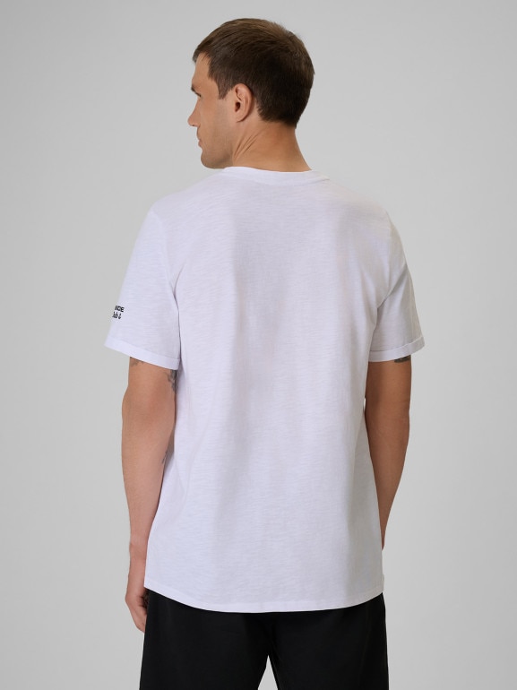 Męski t-shirt z nadrukiem 4F 4FRSS26TTSHM3994 - biały