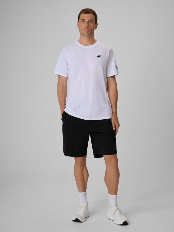 Męski t-shirt z nadrukiem 4F 4FRSS26TTSHM3994 - biały