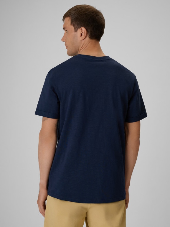 Męski t-shirt z nadrukiem 4F 4FRSS26TTSHM3994 - granatowy