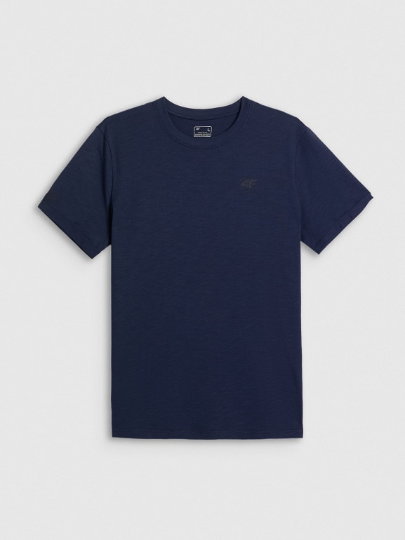 Męski t-shirt z nadrukiem 4F 4FRSS26TTSHM3994 - granatowy