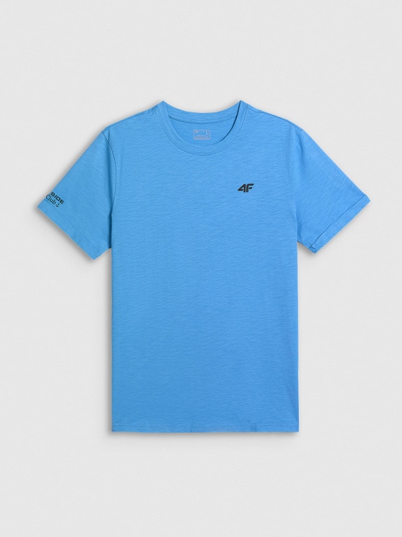 Męski t-shirt z nadrukiem 4F 4FRSS26TTSHM3994 - niebieski