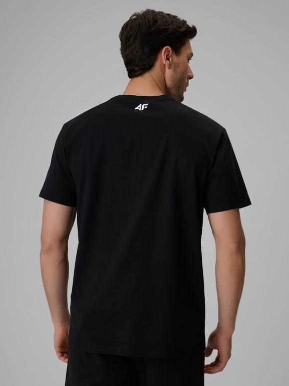 Męski t-shirt z nadrukiem 4F 4FRSS26TTSHM3996 - czarny