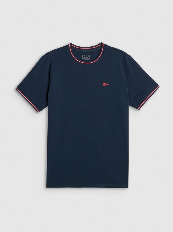 Męski t-shirt z nadrukiem 4F 4FRSS26TTSHM3997 - granatowy