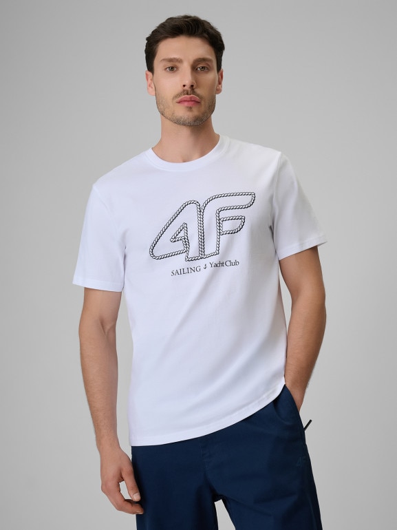 Męski t-shirt z nadrukiem 4F 4FRSS26TTSHM3999 - biały