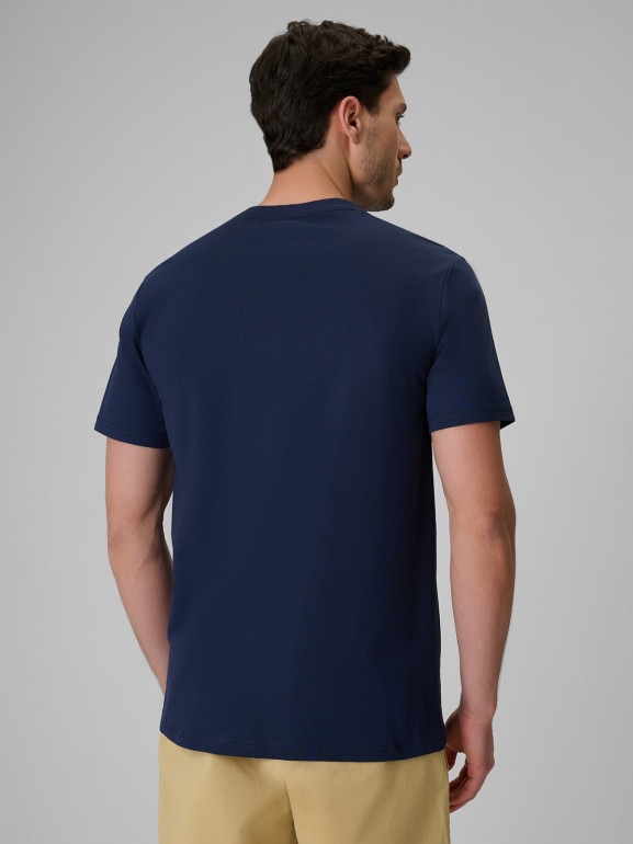 Męski t-shirt z nadrukiem 4F 4FRSS26TTSHM3999 - granatowy
