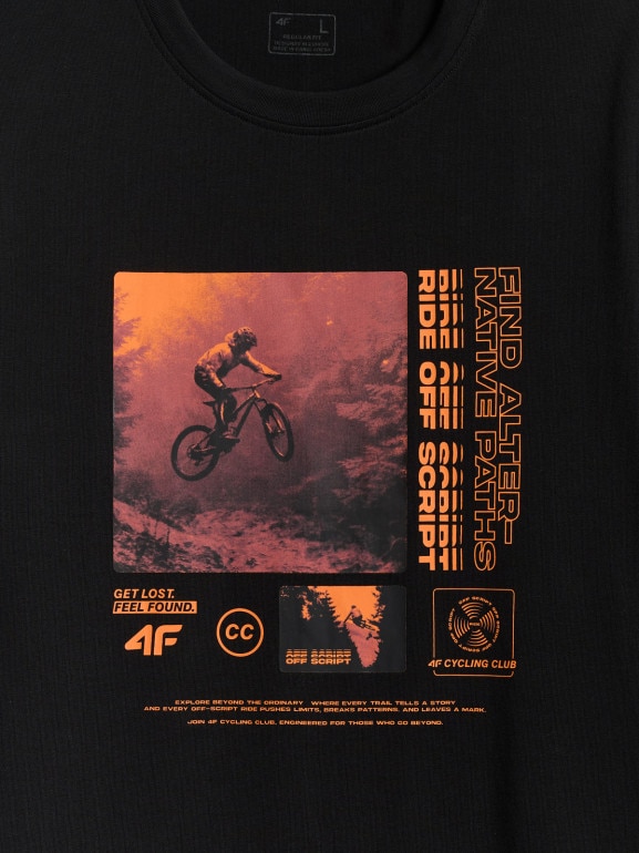 Męski t-shirt z nadrukiem 4F 4FRSS26TTSHM4001 - czarny