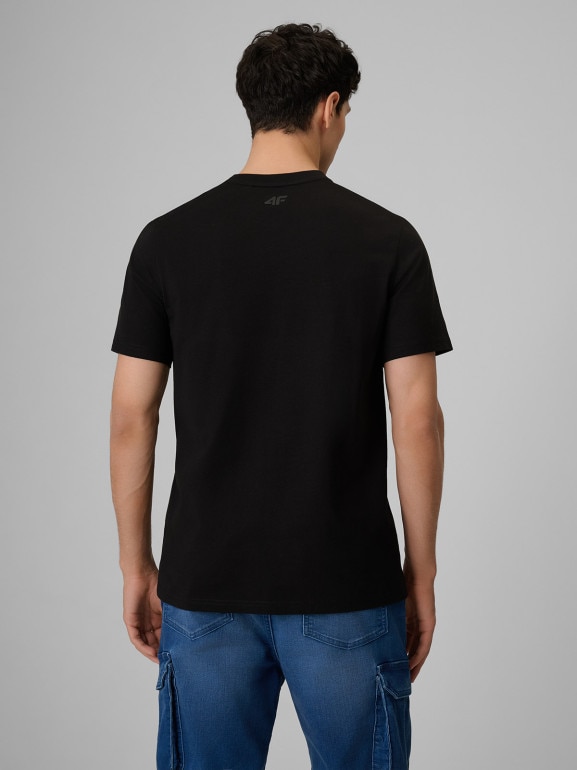 Męski t-shirt z nadrukiem 4F 4FRSS26TTSHM4008 - czarny
