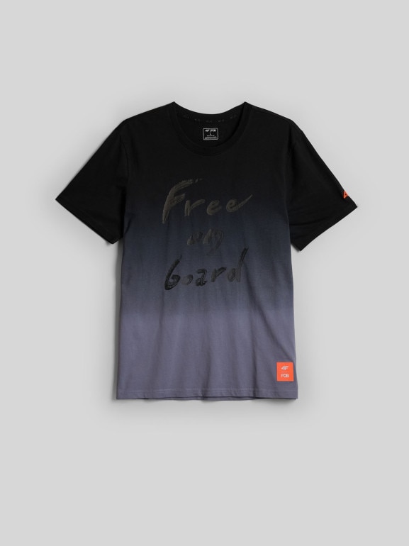 Męski t-shirt z nadrukiem 4F 4FRSS26TTSHM4033 - czarny