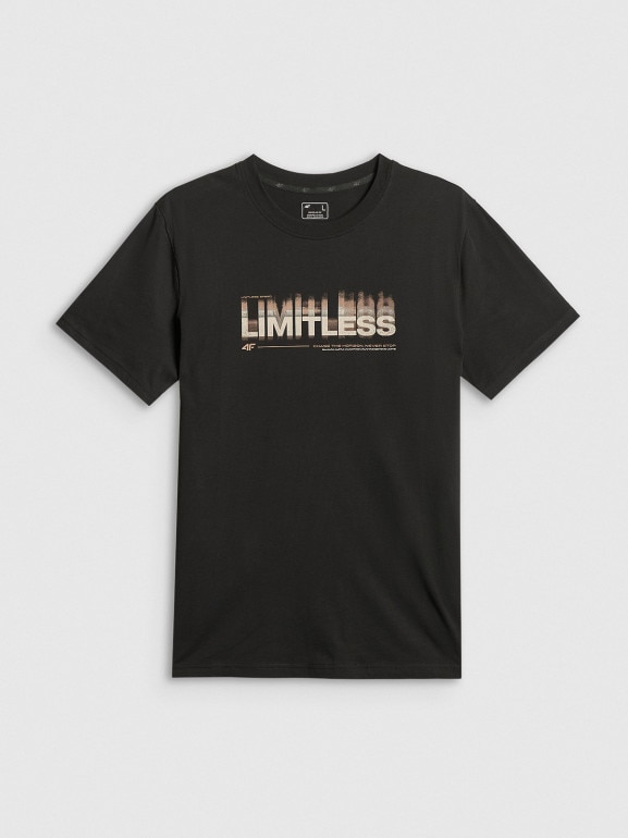 Męski t-shirt z nadrukiem 4F 4FRSS26TTSHM4227 - czarny