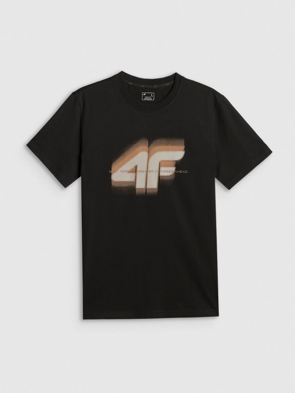 Męski t-shirt z nadrukiem 4F 4FRSS26TTSHM4228 - czarny