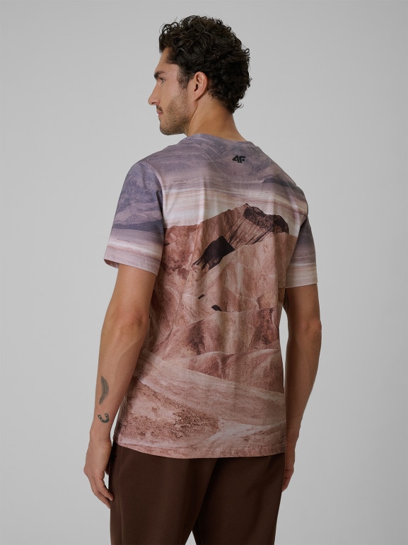 Męski t-shirt z nadrukiem 4F 4FRSS26TTSHM4229 - multikolor