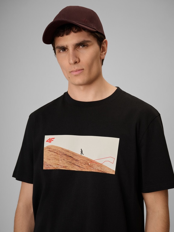 Męski t-shirt z nadrukiem 4F 4FRSS26TTSHM4236 - czarny