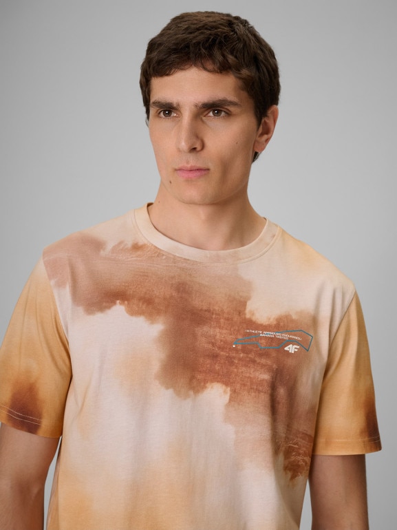 Męski t-shirt z nadrukiem 4F 4FRSS26TTSHM4237 - multikolor