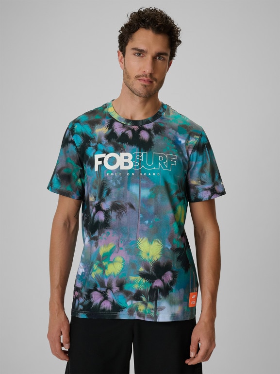 Męski t-shirt z nadrukiem 4F 4FRSS26TTSHM4267 - multikolor