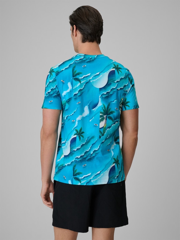 Męski t-shirt z nadrukiem 4F 4FRSS26TTSHM4300 - niebieski