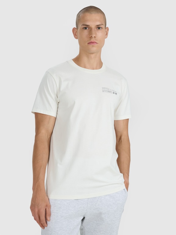 Męski t-shirt z nadrukiem 4F 4FWAW25TTSHM2372 - biały