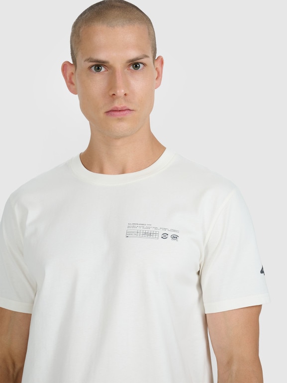 Męski t-shirt z nadrukiem 4F 4FWAW25TTSHM2372 - biały