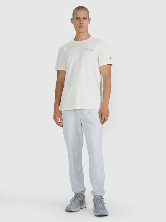 Męski t-shirt z nadrukiem 4F 4FWAW25TTSHM2372 - biały