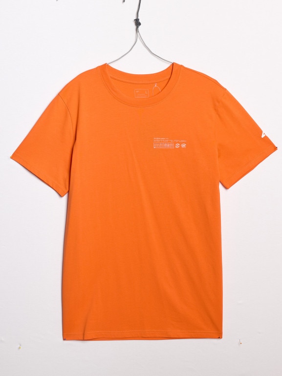 Męski t-shirt z nadrukiem 4F 4FWAW25TTSHM2372 - pomarańczowy