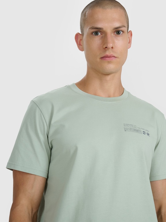 Męski t-shirt z nadrukiem 4F 4FWAW25TTSHM2372 - zielony