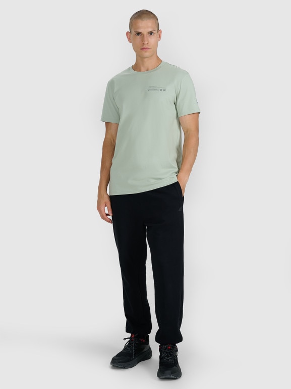 Męski t-shirt z nadrukiem 4F 4FWAW25TTSHM2372 - zielony