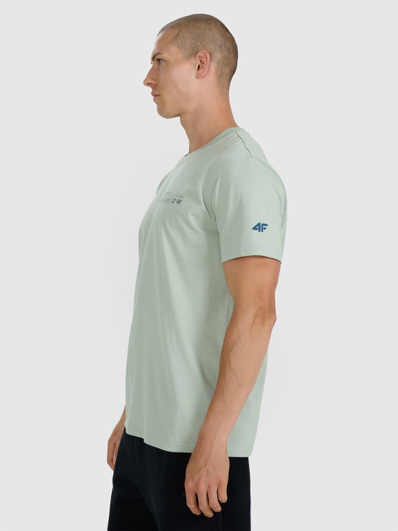 Męski t-shirt z nadrukiem 4F 4FWAW25TTSHM2372 - zielony