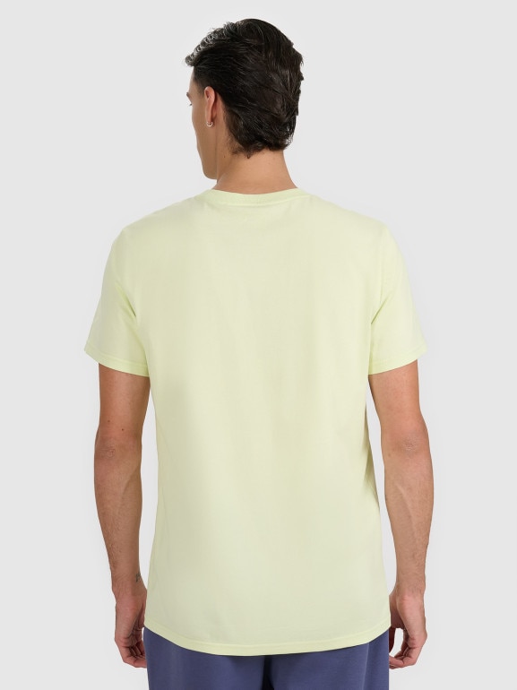 Męski t-shirt z nadrukiem 4F 4FWAW25TTSHM2402 - żółty