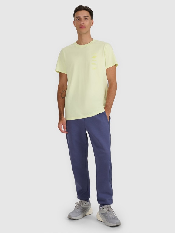 Męski t-shirt z nadrukiem 4F 4FWAW25TTSHM2402 - żółty