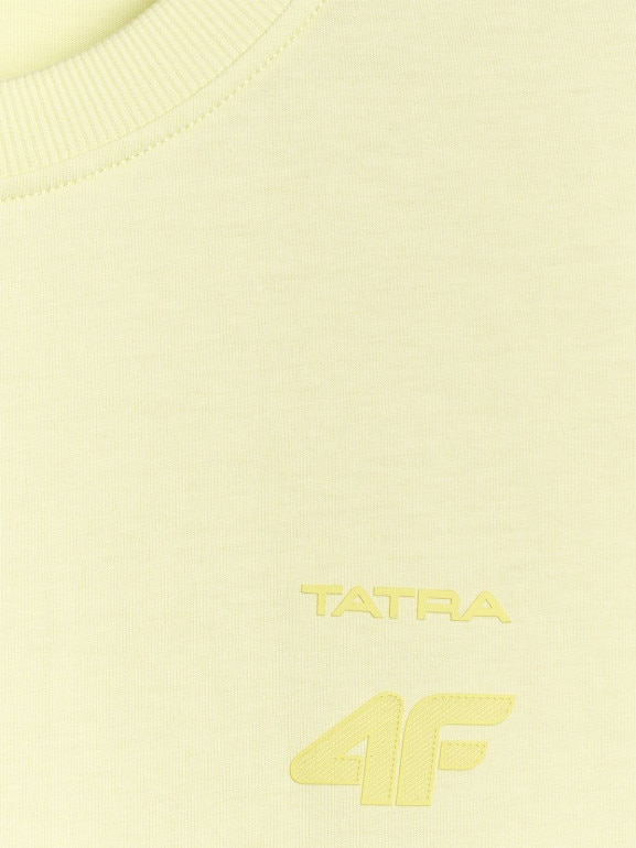 Męski t-shirt z nadrukiem 4F 4FWAW25TTSHM2402 - żółty