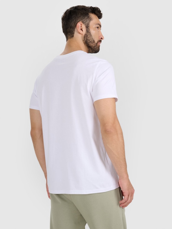 Męski t-shirt z nadrukiem 4F 4FWAW25TTSHM2962 - biały