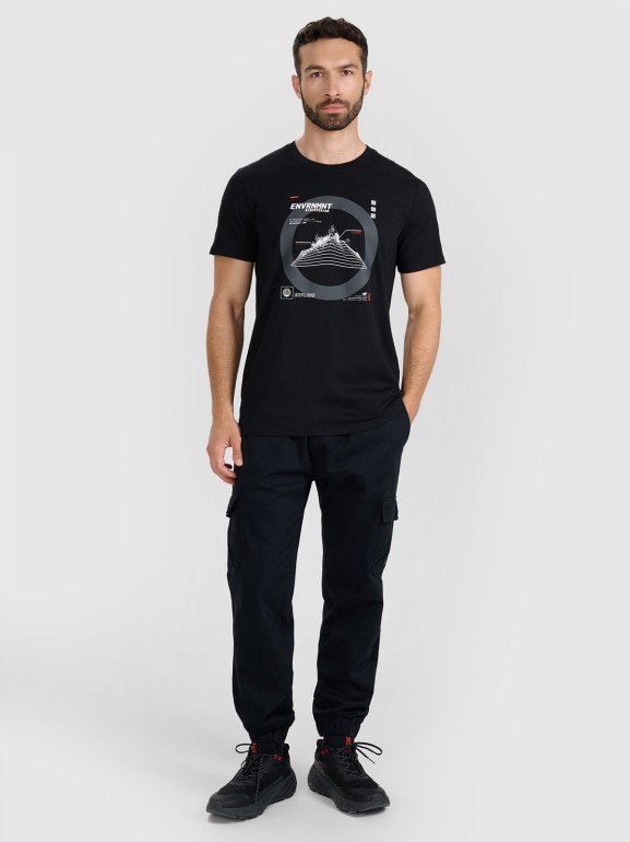 Męski t-shirt z nadrukiem 4F 4FWAW25TTSHM3120 - czarny