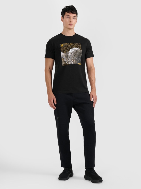 Męski t-shirt z nadrukiem 4F 4FWAW25TTSHM3122 - czarny