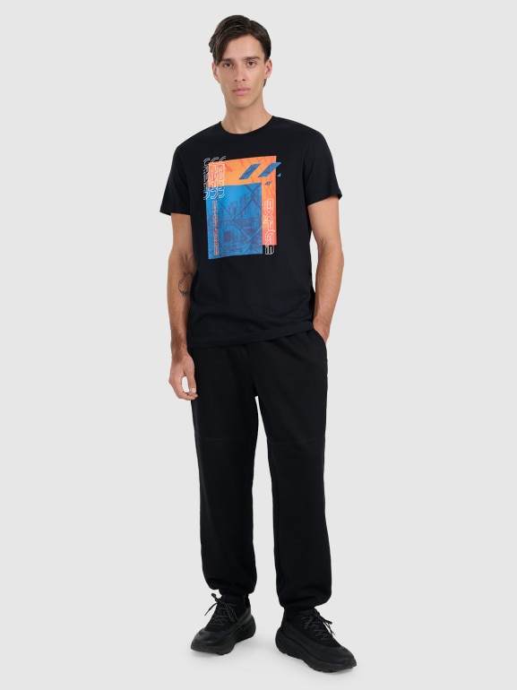 Męski t-shirt z nadrukiem 4F 4FWAW25TTSHM3123 - czarny