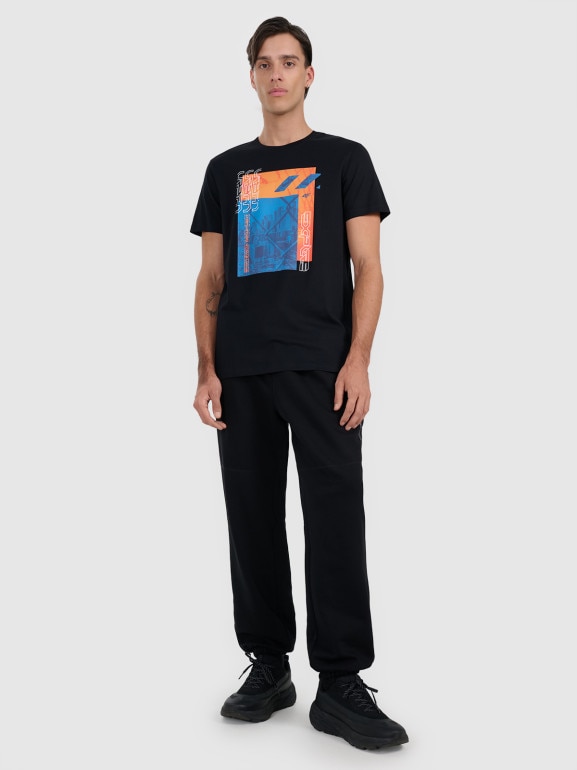 Męski t-shirt z nadrukiem 4F 4FWAW25TTSHM3123 - czarny