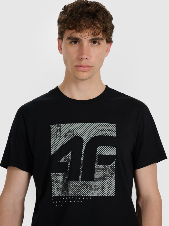 Męski t-shirt z nadrukiem 4F 4FWAW25TTSHM3126 - czarny