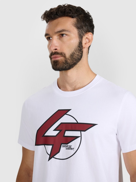 Męski t-shirt z nadrukiem 4F 4FWAW25TTSHM3133 - biały