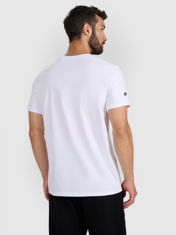 Męski t-shirt z nadrukiem 4F 4FWAW25TTSHM3133 - biały