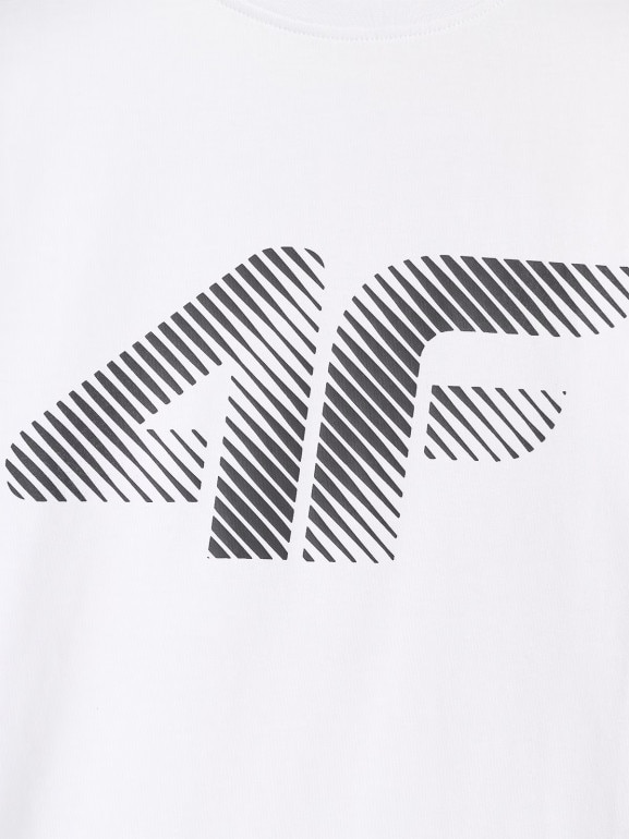 Męski t-shirt z nadrukiem 4F 4FWMM00TTSHM2257 - biały
