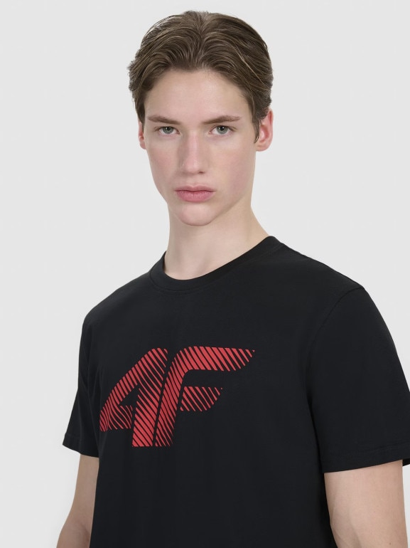 Męski t-shirt z nadrukiem 4F 4FWMM00TTSHM2257 - czarny