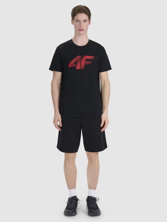 Męski t-shirt z nadrukiem 4F 4FWMM00TTSHM2257 - czarny