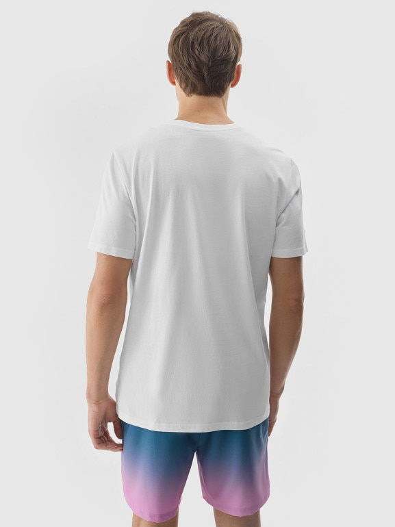 Męski t-shirt z nadrukiem 4F 4FWSS24TTSHM1289 - biały
