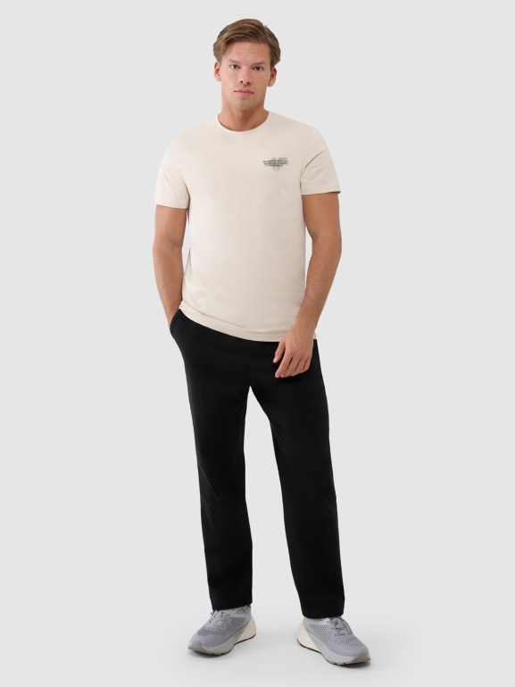 Męski t-shirt z nadrukiem 4F 4FWSS25TTSHM1974 - beżowy