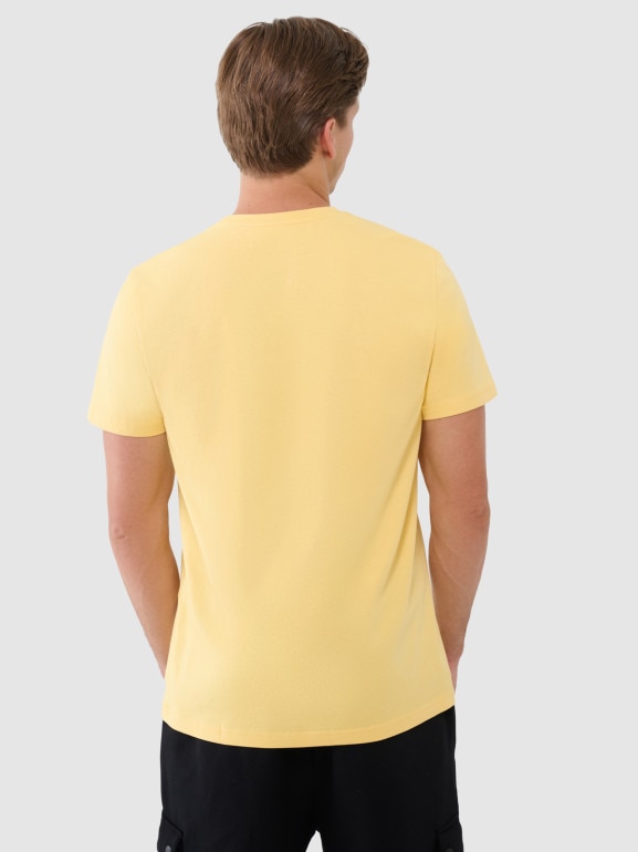 Męski t-shirt z nadrukiem 4F 4FWSS25TTSHM1974 - żółty