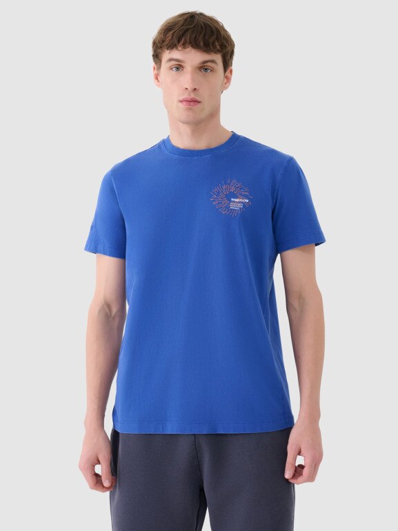 Męski t-shirt z nadrukiem 4F 4FWSS25TTSHM1981 - niebieski