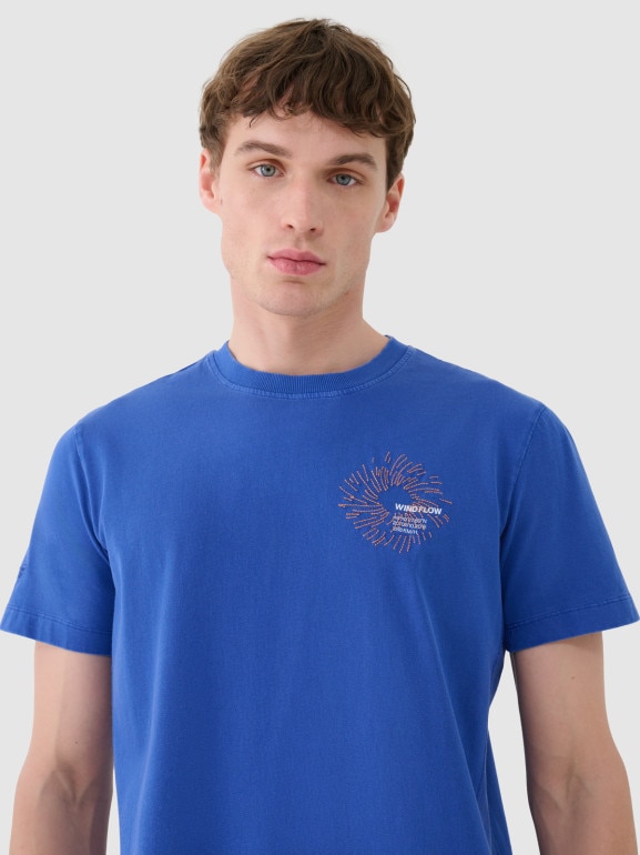 Męski t-shirt z nadrukiem 4F 4FWSS25TTSHM1981 - niebieski