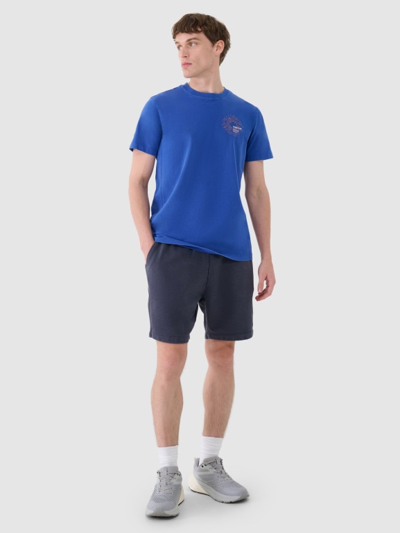 Męski t-shirt z nadrukiem 4F 4FWSS25TTSHM1981 - niebieski