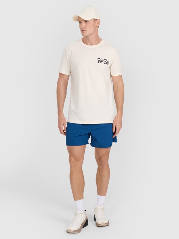 Męski t-shirt z nadrukiem 4F 4FWSS25TTSHM1984 - biały