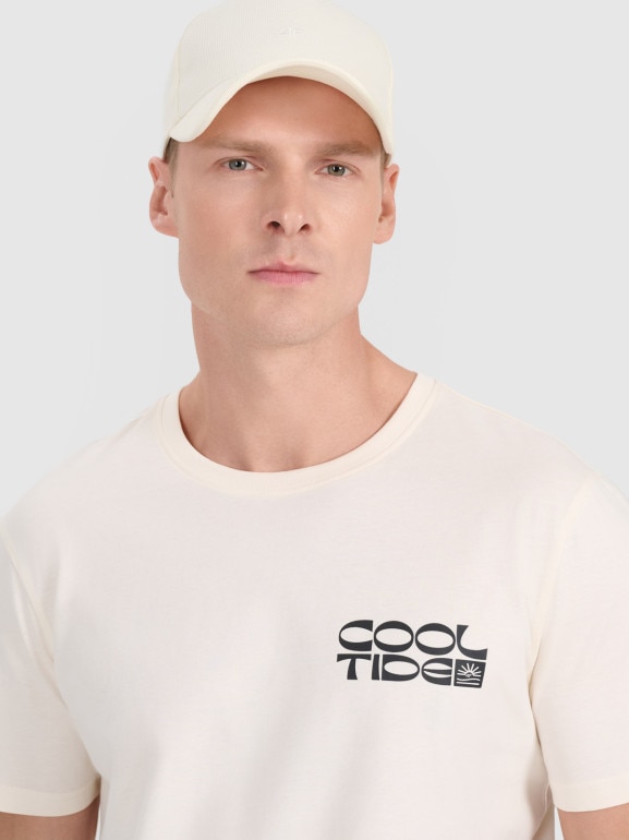 Męski t-shirt z nadrukiem 4F 4FWSS25TTSHM1984 - biały