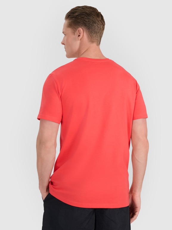 Męski t-shirt z nadrukiem 4F 4FWSS25TTSHM1984 - pomarańczowy