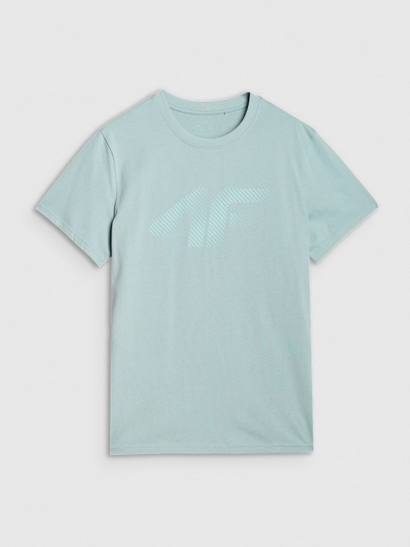 Męski t-shirt z nadrukiem 4F 4FWSS25TTSHM2075 - niebieski